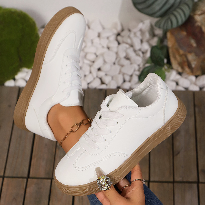 New Casual Fashion Running Women's Korean-style Flat Lace-up White Shoes foto 2