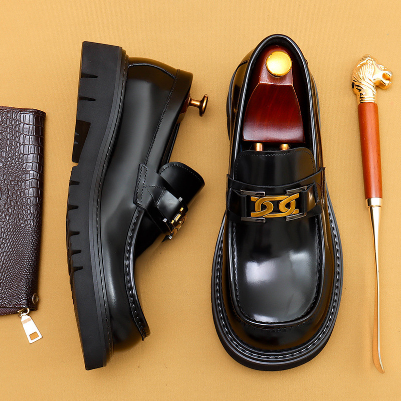 Big Head Leather Shoes Men's Leather Glossy Business Casual Fashion Wide-foot Shoes foto 4