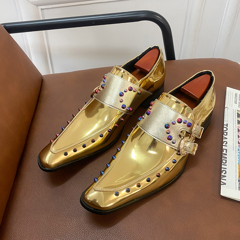 Plus Size High Heel Men's Shoes Metal Rivet foto 4