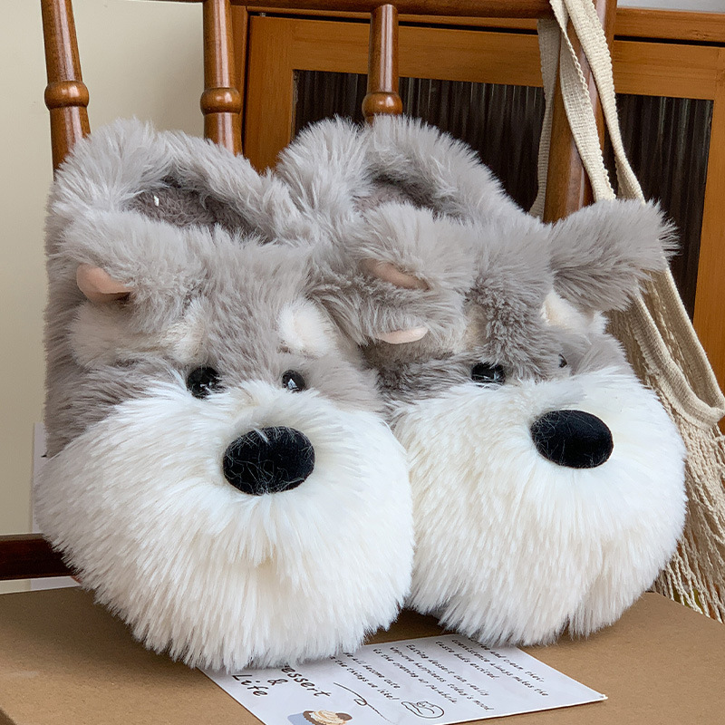 Cartoon Schnauzer Puppy Cotton Slippers Men And Women foto 5