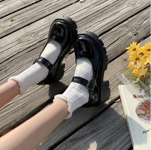 Women's Buckle British Style Leather Shoes foto 4