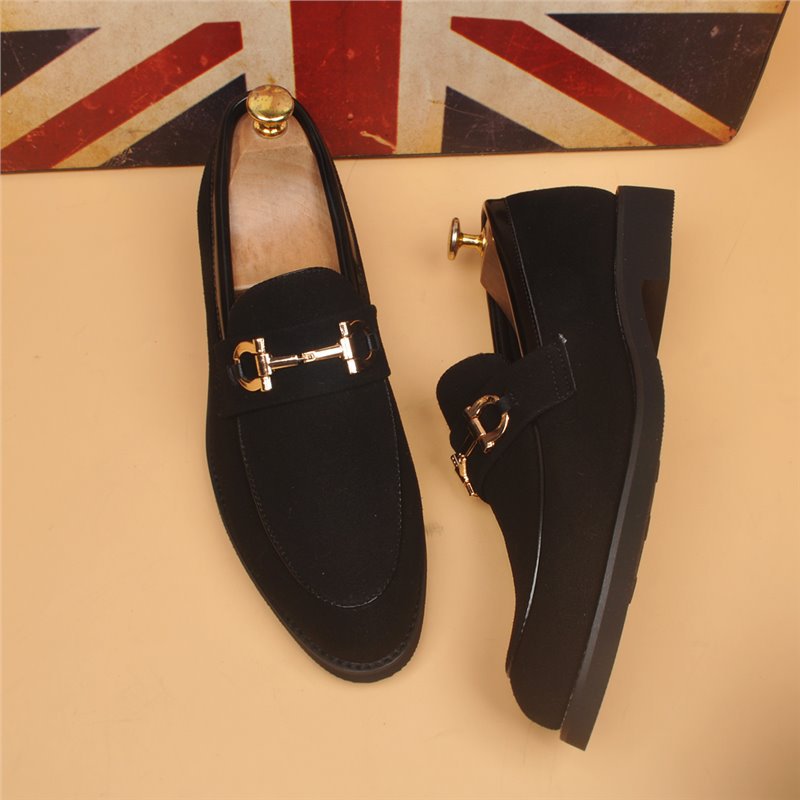 Leather Shoes Men's Casual Suede Shoes Fashion Korean Style Pointed Toe foto 5