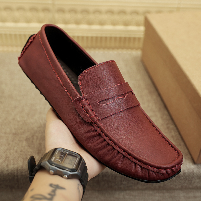 Men's Fashion British Leather Beanie Shoes foto 5