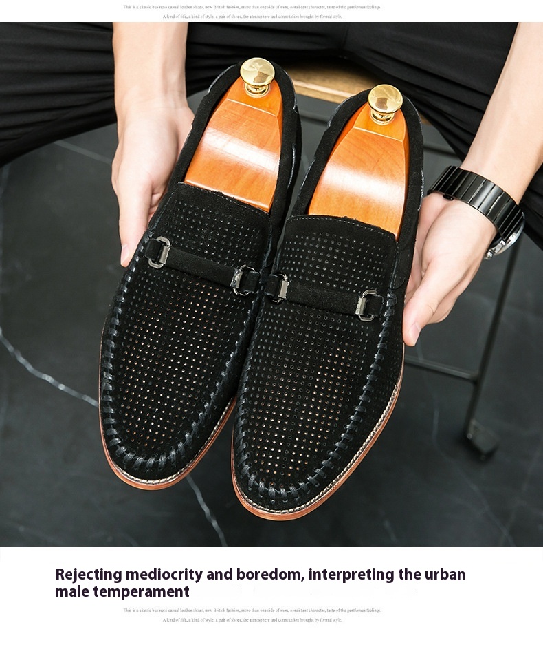 Punching Breathable Slip On Leather Shoes British foto 5