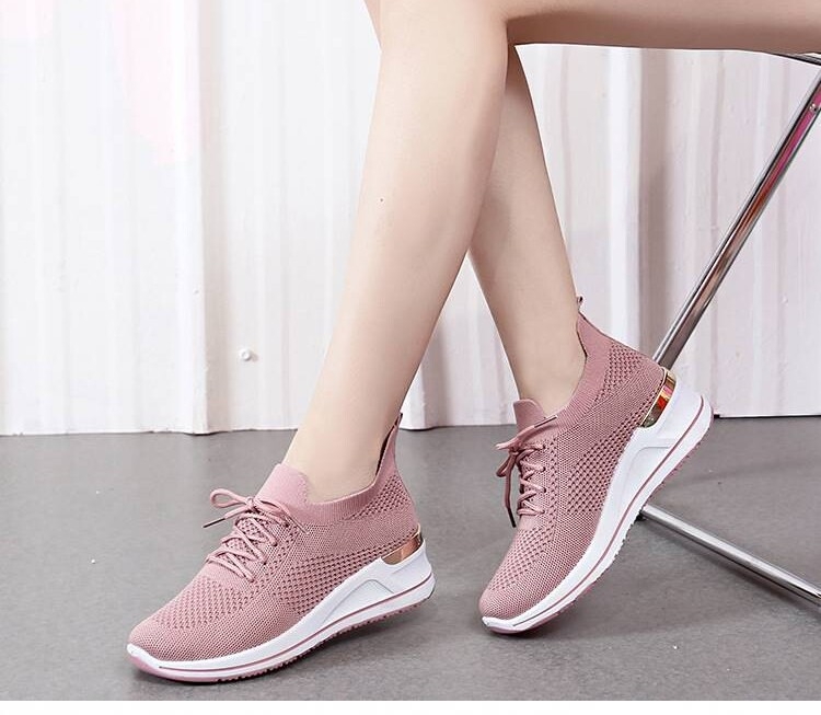Autumn New Style Wedge Heel Outer Knit Women's Shoes Thick Sole Breathable Casual Shoes foto 2