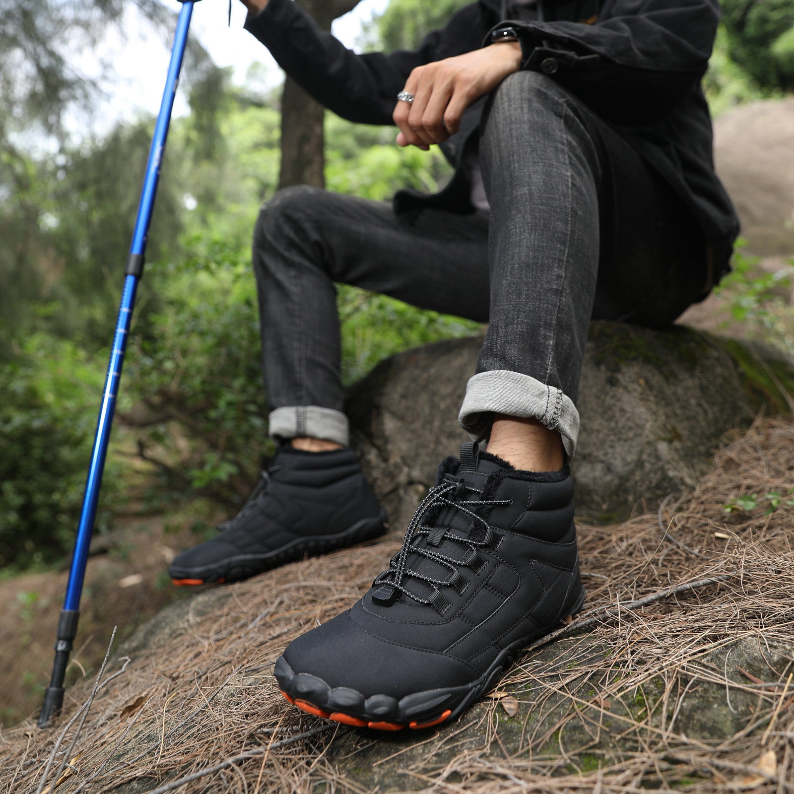 Plus Size Outdoor Five-finger Cotton Shoes Men's Fleece-lined Mountaineering foto 2