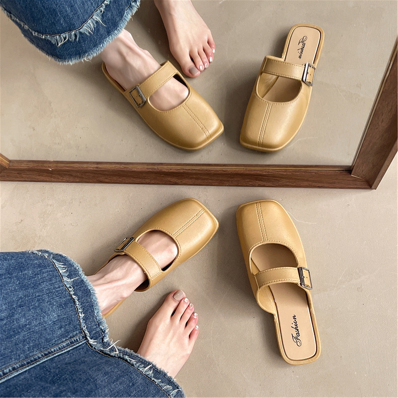 French Style Vintage Closed Toe Flat Slippers For Women foto 2