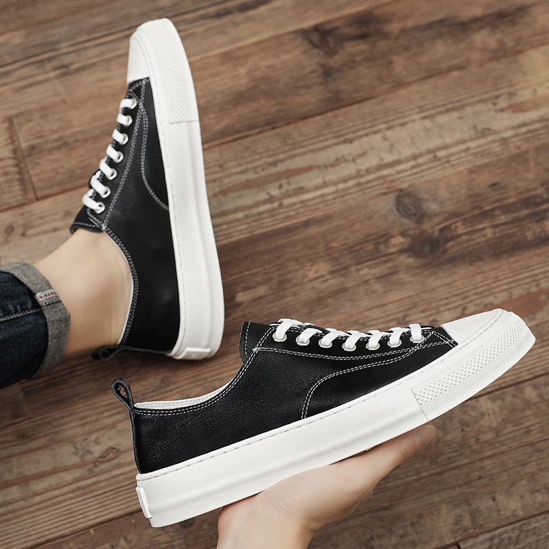 Men's Sports Casual Cowhide Soft Bottom Skateboard Shoes foto 2