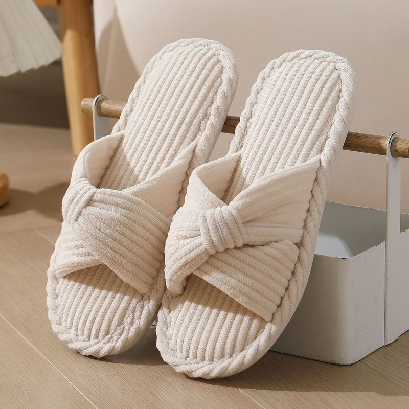 Corduroy Cross Cotton Slippers Home Warm Slippers foto 2