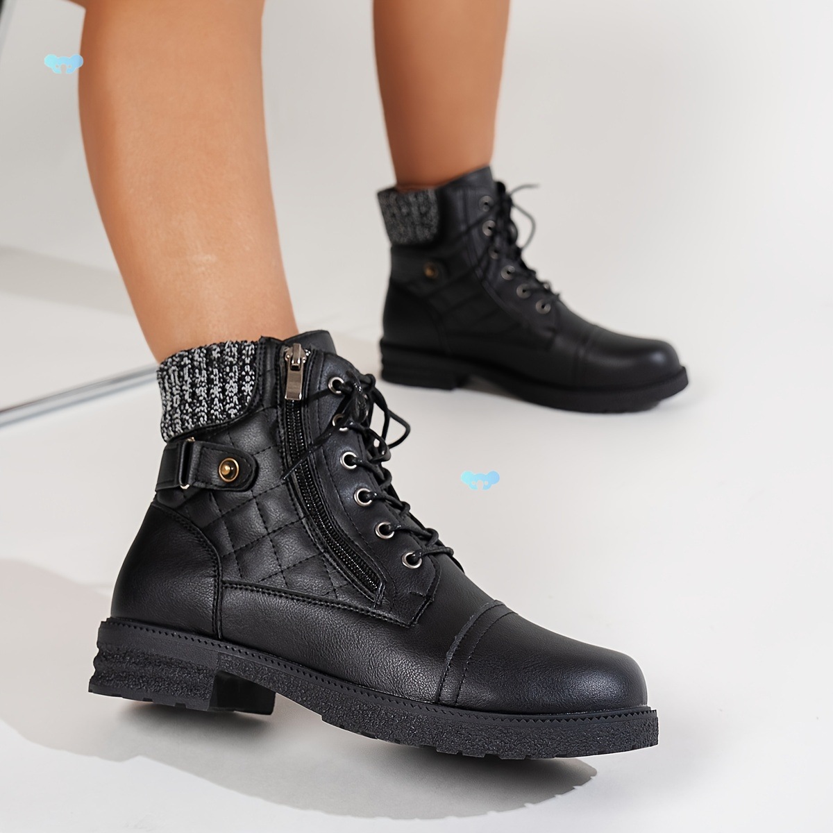 Women's Fashion Side Zipper Low Heel Ankle Boots foto 2