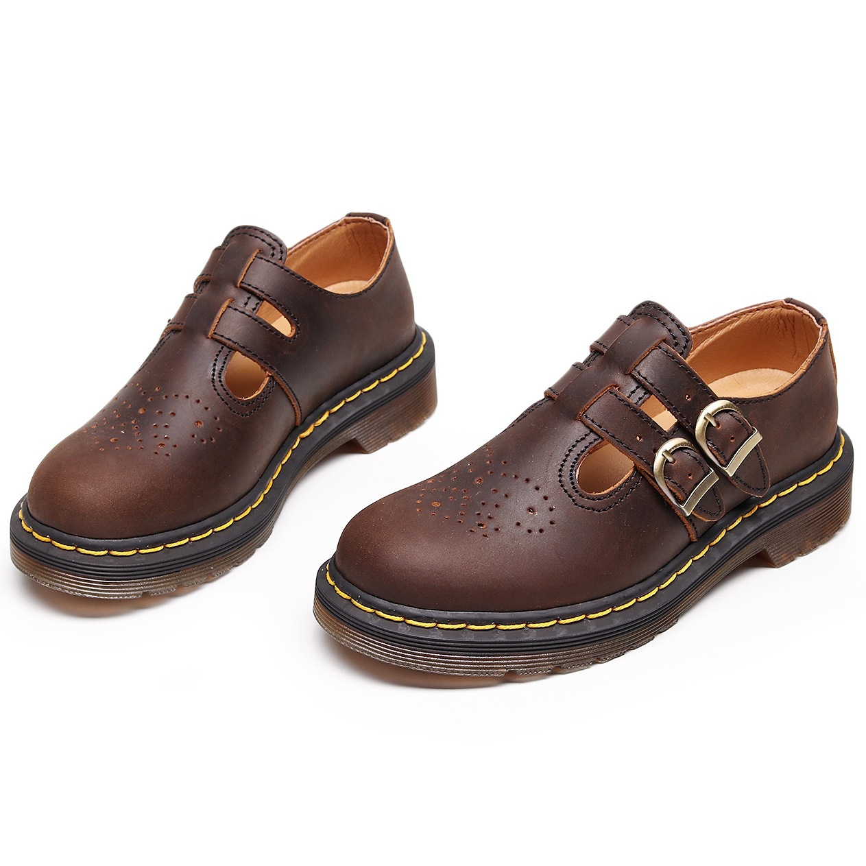 Genuine Leather Low-Top Womens Horse Brown Fashionable Casual Cowhide Shoes foto 4