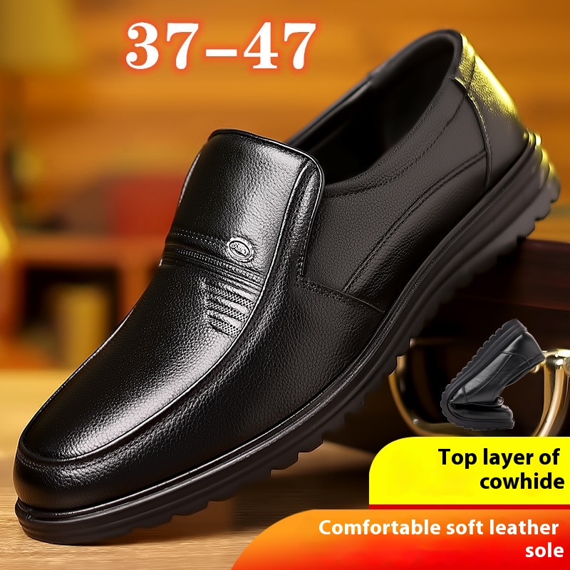 First Layer Cowhide Men's Business Casual Non-slip Soft Leather Soft Sole Shoes foto 5