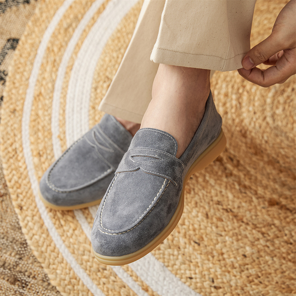 Men's Loafers With Round Toe Suede Slip-ons foto 2
