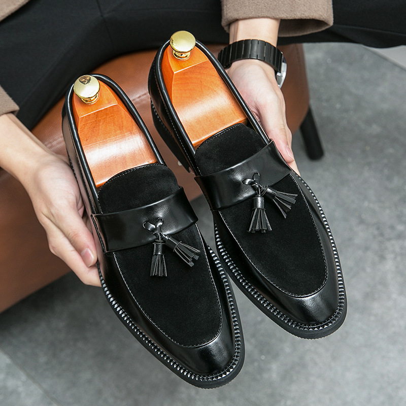 Men's Leather Shoes British Trend Slip-on Business Formal Men's Shoes foto 5