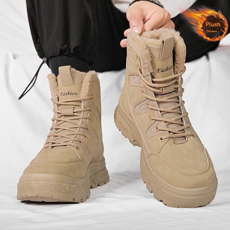 Fur Integrated Fleece-lined Warm High Cotton-padded Shoes Men foto 5