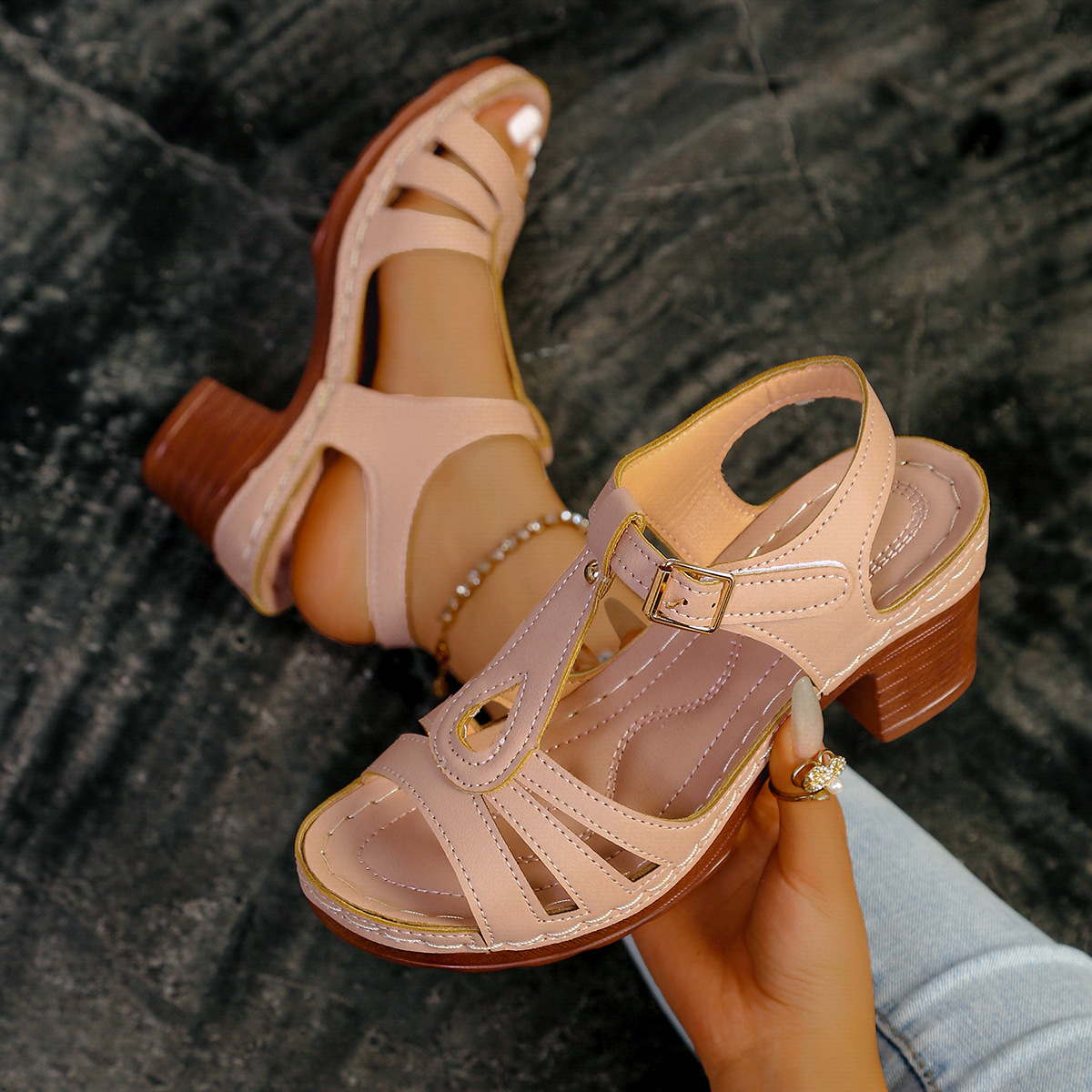 Peep Toe Wedge Platform Women's Sandals foto 4
