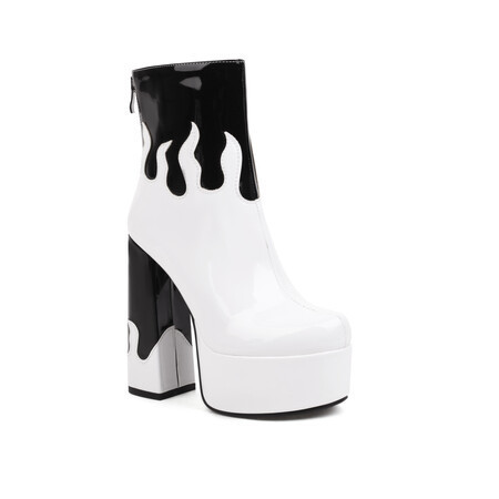 Womens Patent Leather Colorblock Ankle Boots foto 2