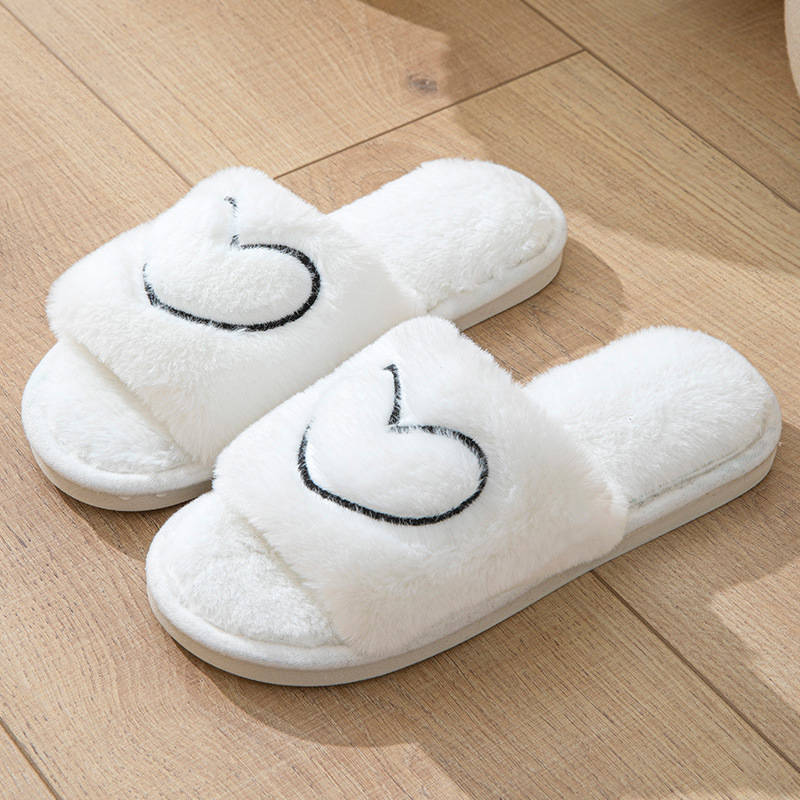 Plush Open Toe TPR Men And Women Couple Slippers foto 2
