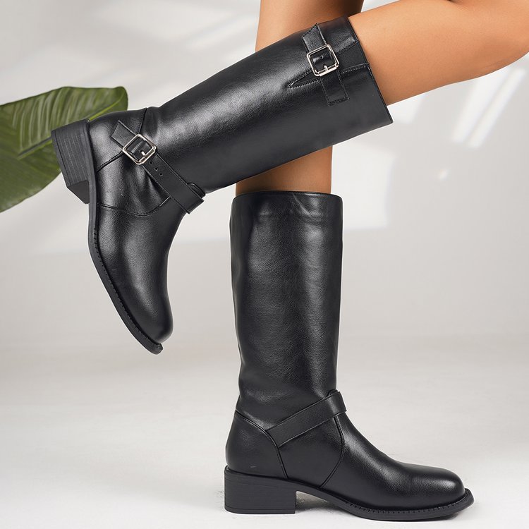 Womens Plus-Size Chunky-Heel Zipper Thigh-High Boots foto 3