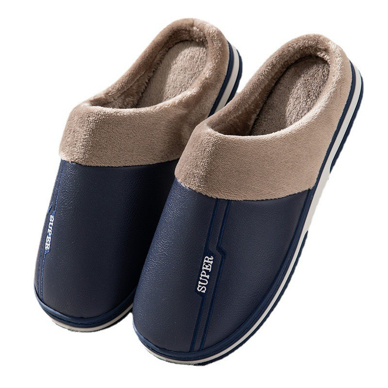 Winter Oversized Cotton Slippers Male PU foto 3