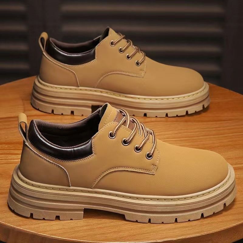 Autumn New Breathable Martin Men's Platform Leather Shoes Casual Boots foto 2
