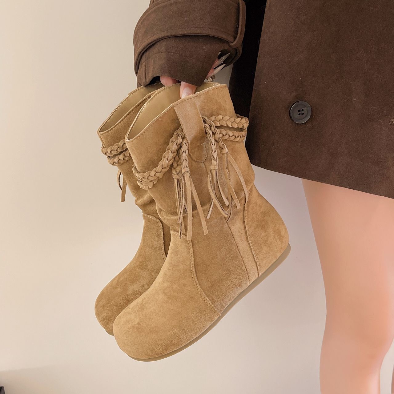 Womens Retro Loose-Fit Western Cowboy Boots foto 5
