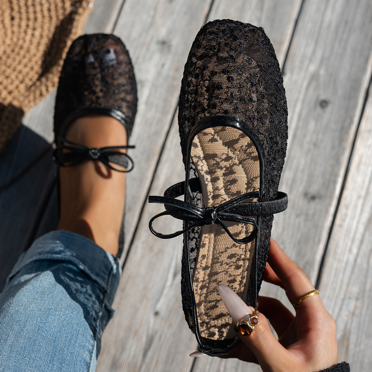 Womens Casual European And American-style Square-toe Flats foto 3