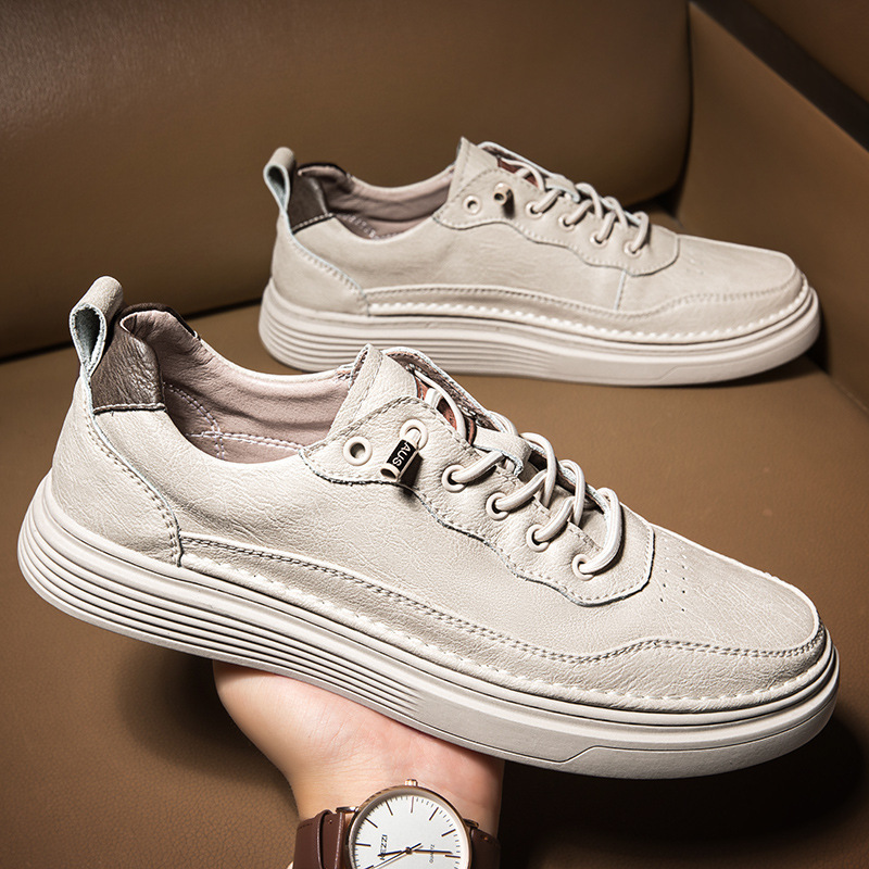 Versatile Sports Casual Low-top Cowhide Flat Shoes foto 2