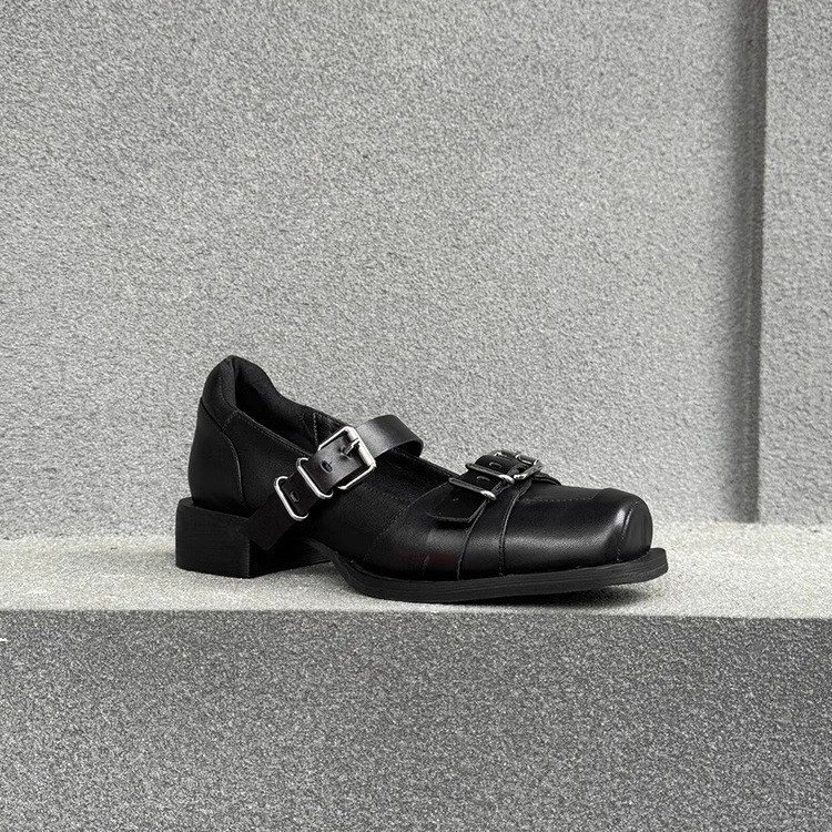 Women's Niche Round Toe Shallow Mouth Summer Leather Shoes foto 3