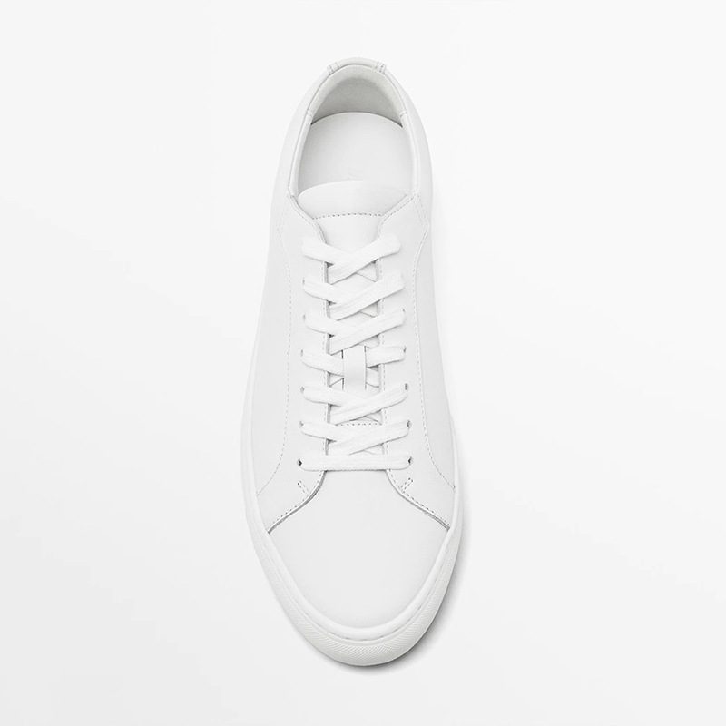 Simple Lace Sports Leather Lace-up Flat Bottom Casual Sneakers foto 5