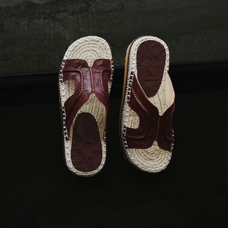 Women's Handmade Full-Grain Sheepskin Espadrille Platform Slides, Cut-Out Open-Toe Summer Sandals