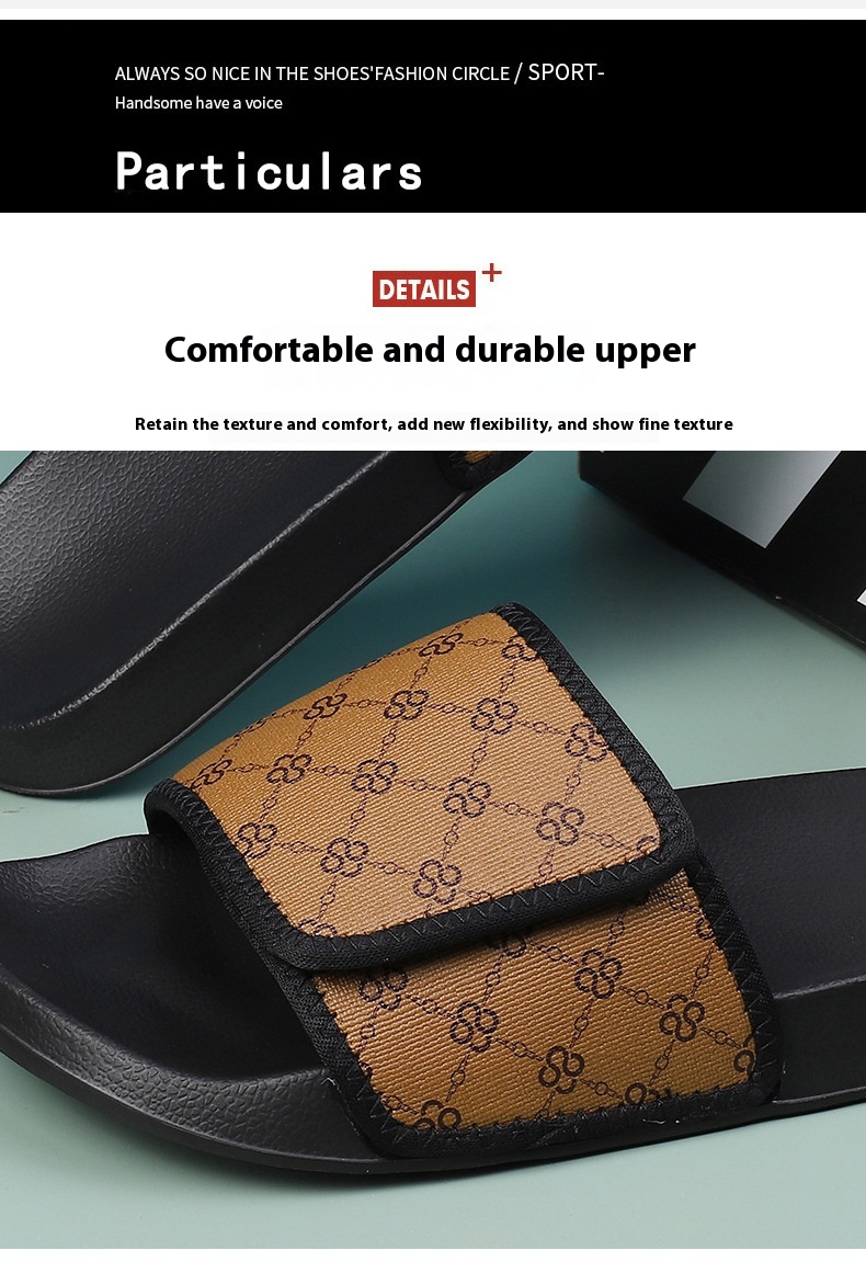 Cross-border Slippers Summer Outdoor Wear Niche High-grade Velcro Non-slip Beach Flip-flops Men foto 5
