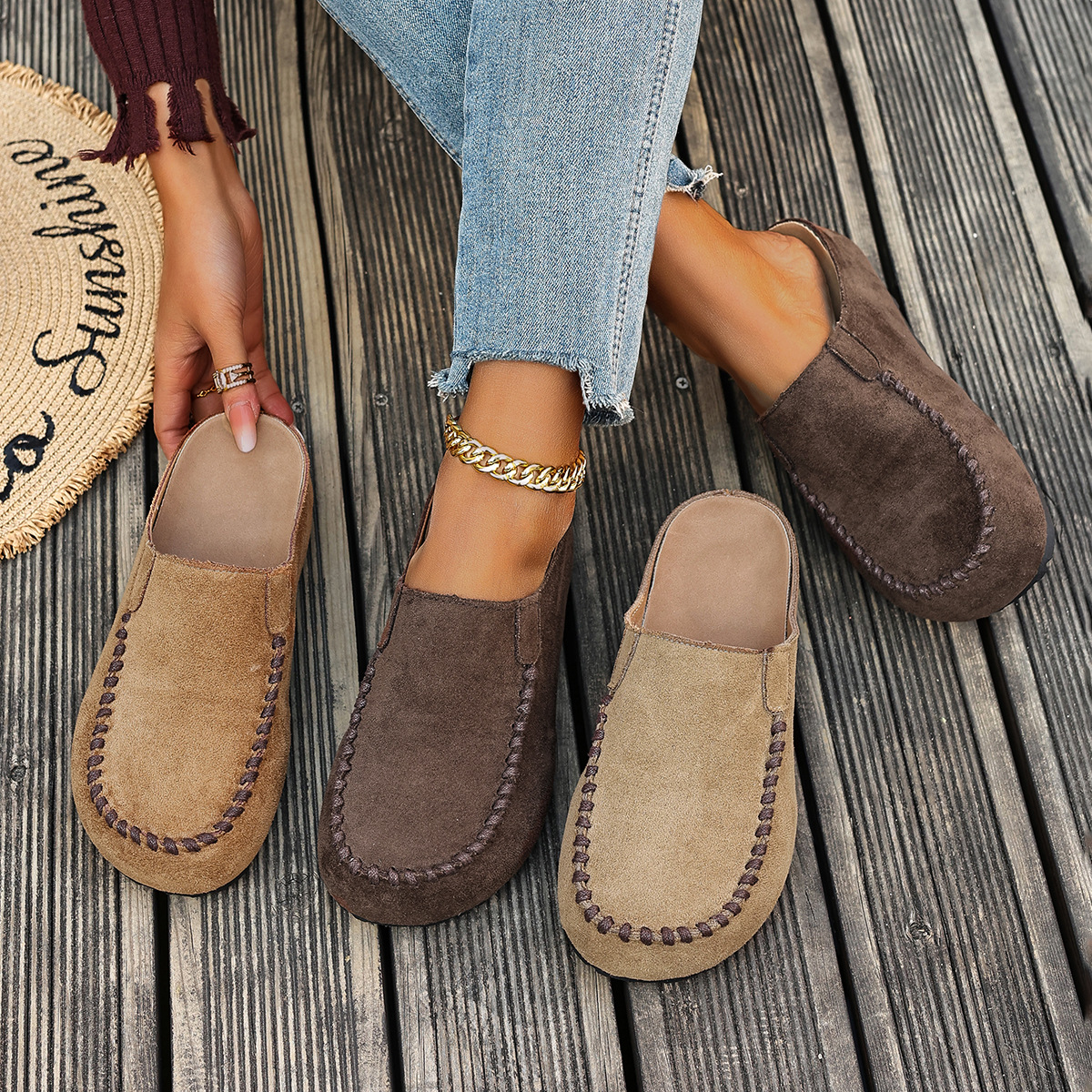 Womens Outdoor Closed-toe Half-slipper With A Thick Sole foto 3