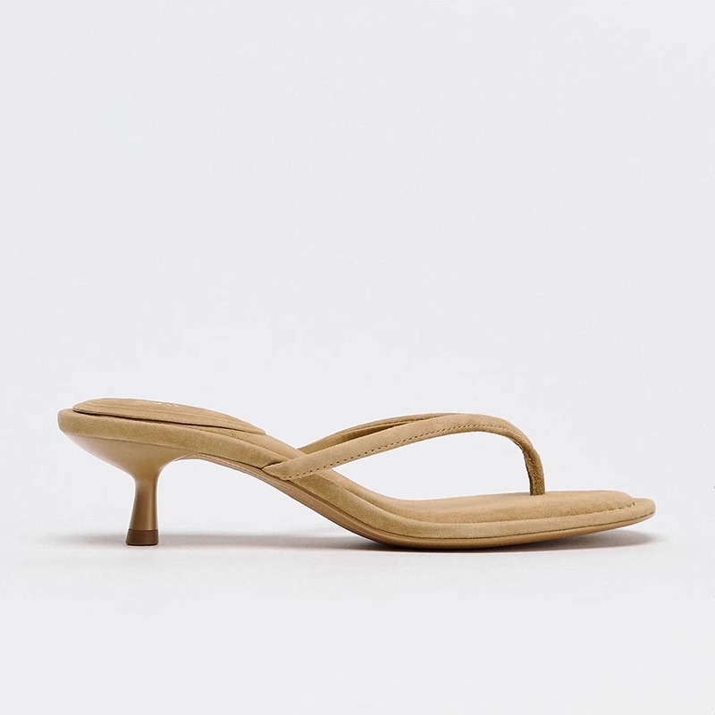 Summer Round Toe High Heel Flip-flops Flip-toe Mid Heel Sandals