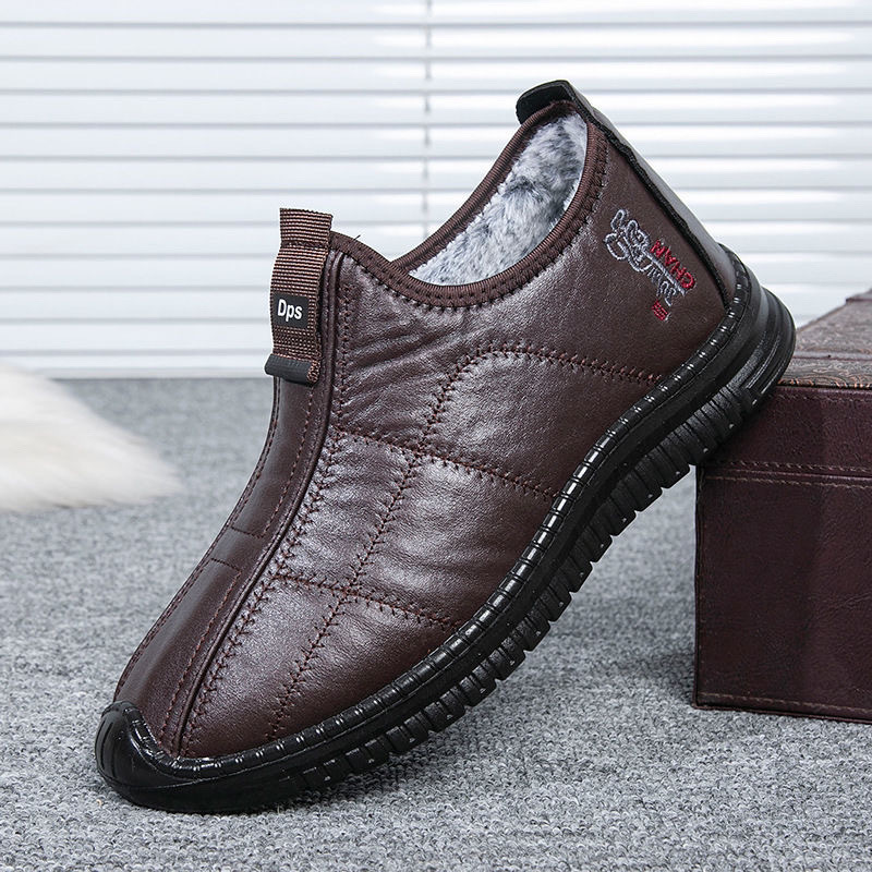 Winter Men's Warm Velvet Padded Thickened Waterproof Non-slip Elderly Cotton Boots foto 4