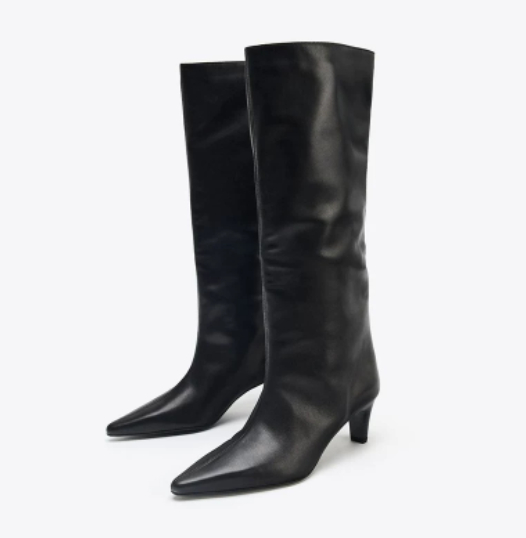 Large-calf High-heeled Riding Retro-style Knee-high Pointed-toe Tall Denim Boots foto 2