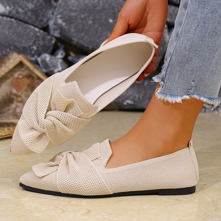 SpringSummer New Pointed-Toe Flyknit Shoes For Women With Bow Decoration foto 4