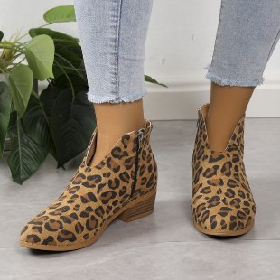 V Cut Chelsea Women's Chunky Heel Pointed Ankle Boots foto 5