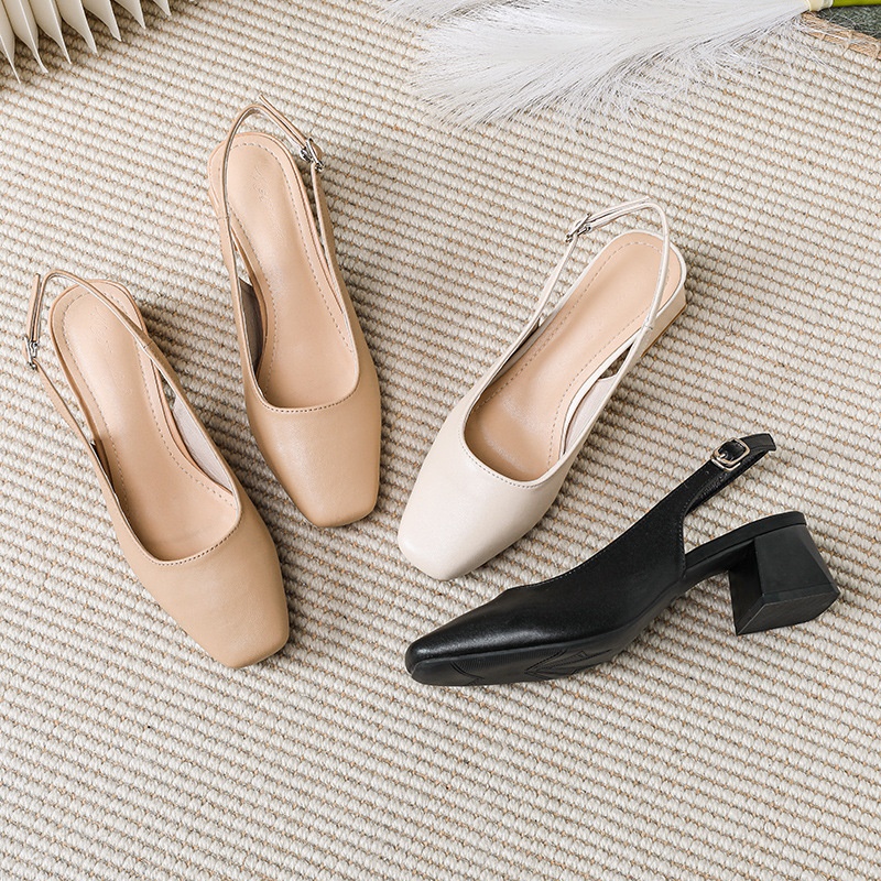 French-style Closed-toe Sandals For Women Mid- To Chunky Heel Summer Style foto 5