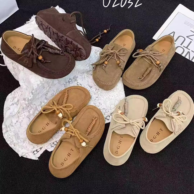 Spring And Autumn New Sand Lace-up Tassel Soft Bottom Loafers Gommino foto 4