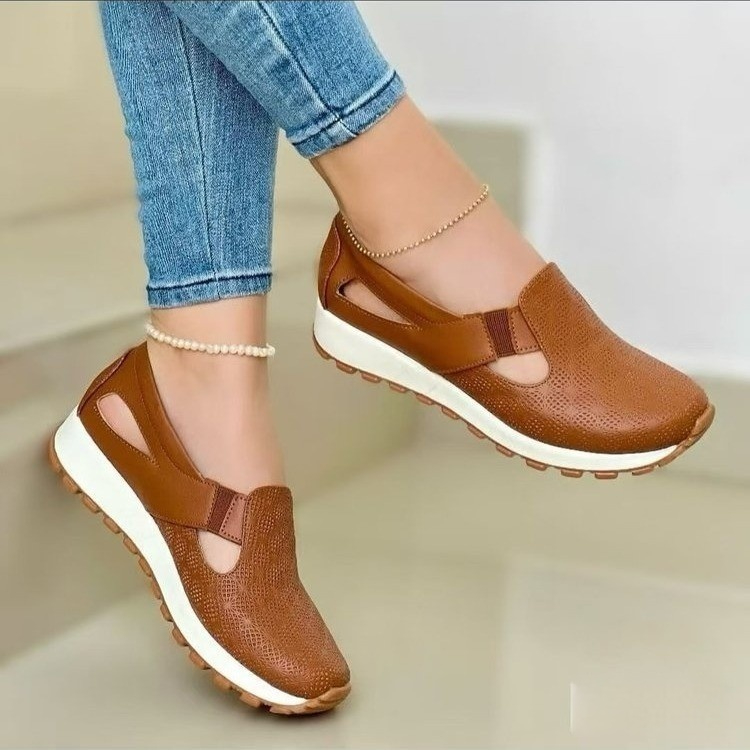 Plus-size Womens Shoes Korean-style Chunky-soled Versatile Slip-on Casual Flats
