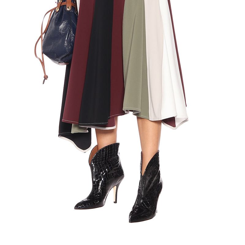 Women's Stiletto Heels With Stone-patterned Patent Leather Ankle Boots foto 5