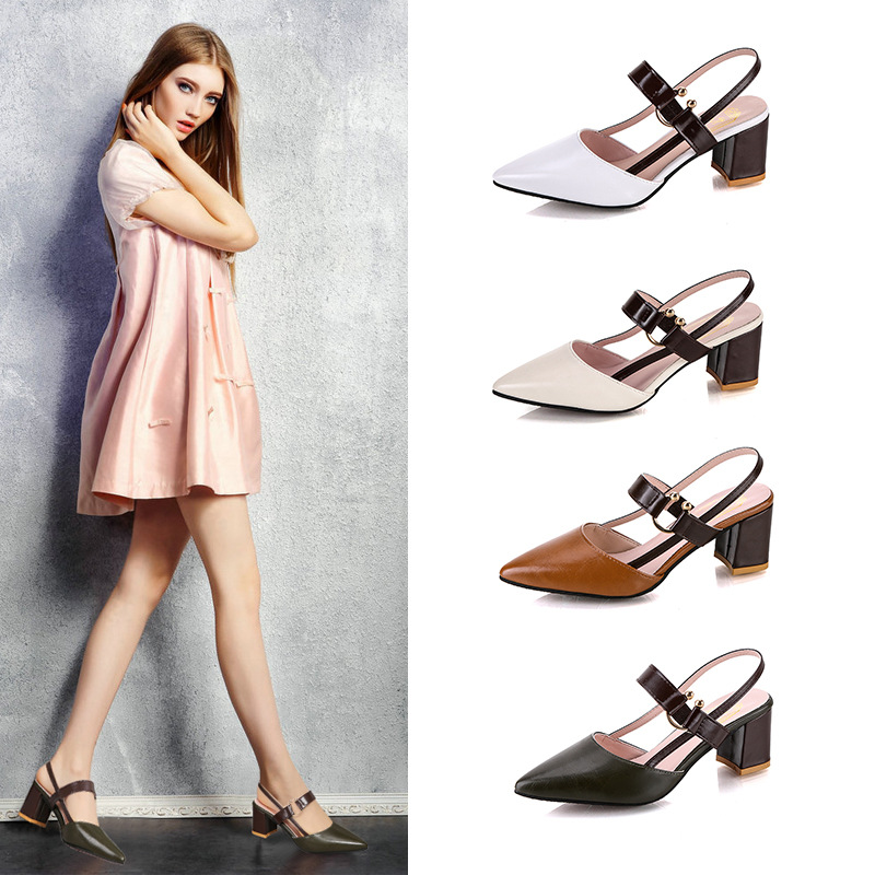 Spring And Summer Pointed Toe Thick Heel Toe Box Women's Sandals foto 2