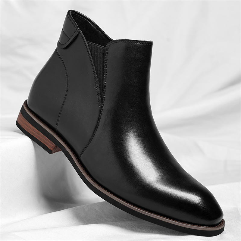Mens Retro High-Top Formal Short Leather Boots foto 3