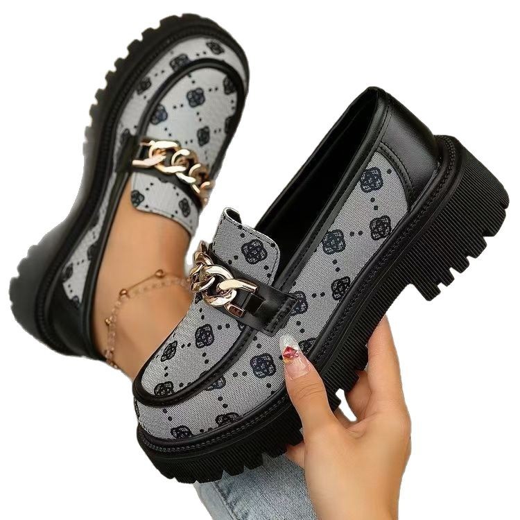 Plus Size Chunky Heel Trendy Retro Loafers foto 3
