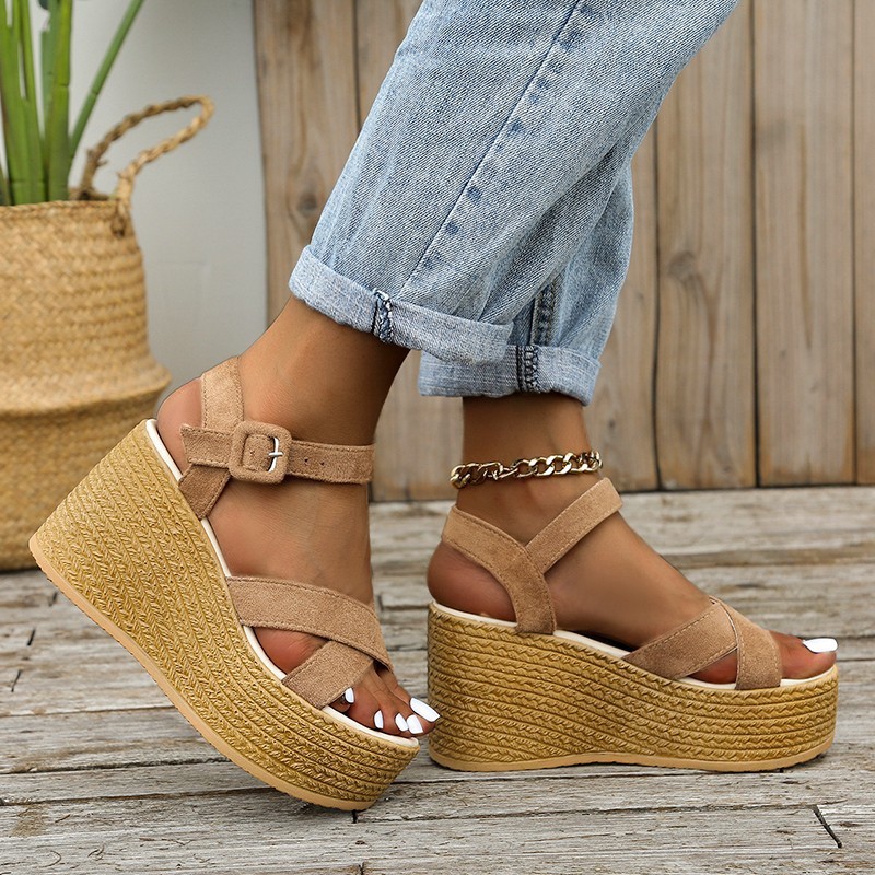 Women's Platform Suede Sandals Summer foto 4