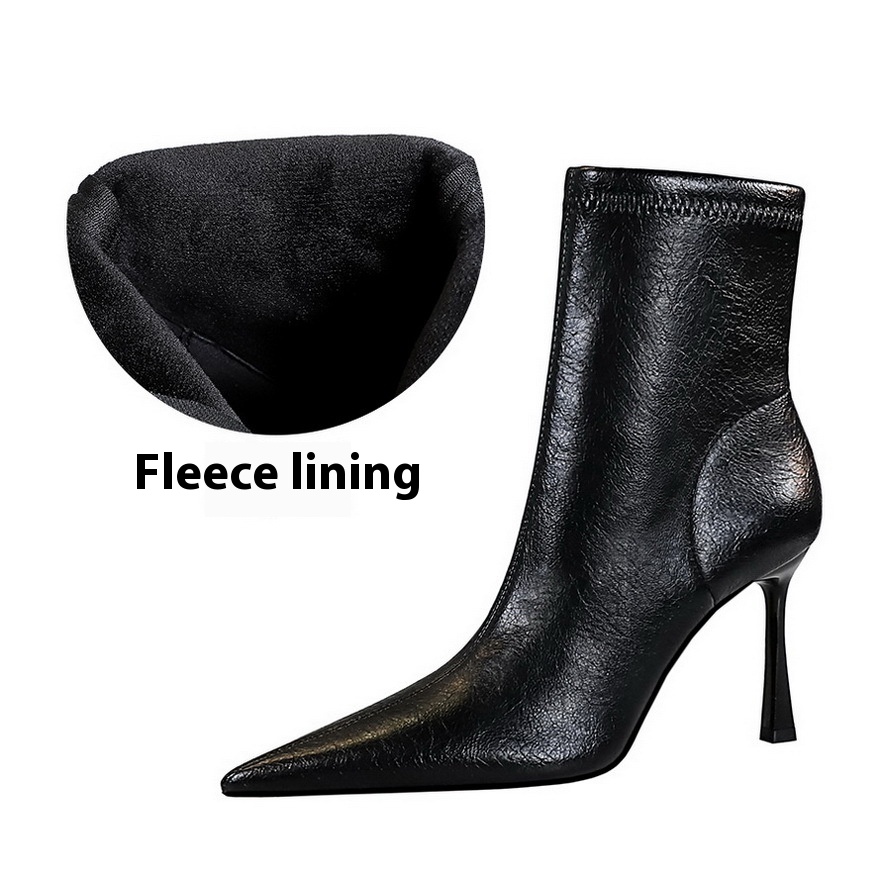 Ultra High Heel Stiletto Pointed Winter Side Zipper Short Boots foto 4
