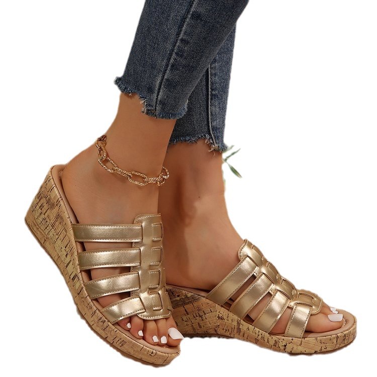 New European And American Wedge Peep Toe Roman Style Sandals foto 4
