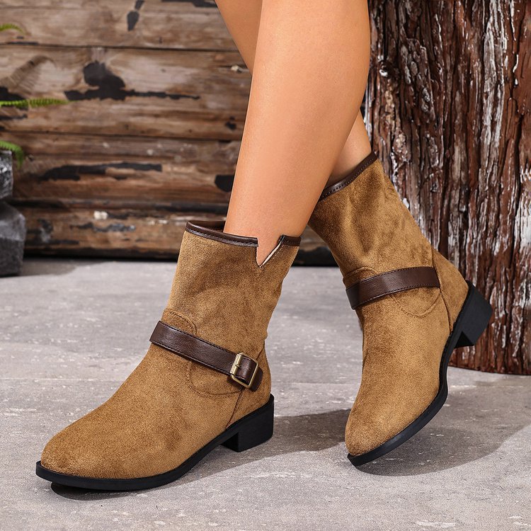 Casual Metal Buckle Slip-on Women's Martin Boots foto 5