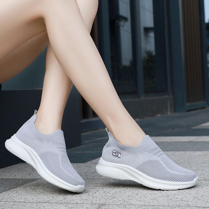 Breathable Casual Polyurethane Soft Bottom Slip-on Flat Mesh Flying Woven Shoes Men foto 2
